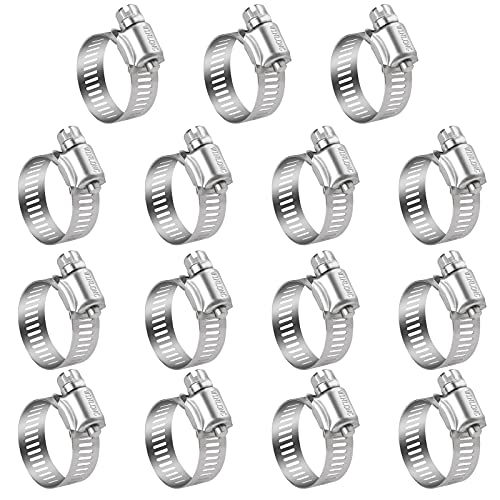 Winlong Stainless Steel Hose Clamps - 15 PK Worm Gear Drive Hose Clamps SAE Size 20 Clamping Range 3/4'' to 1-3/4 Inch (20mm-44mm) for Automotive Plumbing, 3/4'', 1'', 1 1/4'', 1 1/2'' - size: SAE#20 (3/4" ~ 1-3/4") 15PK
