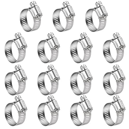 Winlong Stainless Steel Hose Clamps - 15 PK Worm Gear Drive Hose Clamps SAE Size 20 Clamping Range 3/4'' to 1-3/4 Inch (20mm-44mm) for Automotive Plumbing, 3/4'', 1'', 1 1/4'', 1 1/2'' - size: SAE#20 (3/4" ~ 1-3/4") 15PK