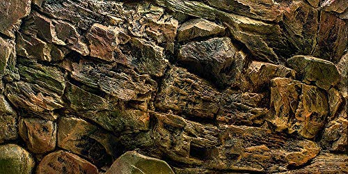 Rock Wall Aquarium Background Poster PVC Fish Tank Decor Landscape 24 36 48 72 (30" x 12"/ 76 x 30cm) - size: 30" x 12"/ 76 x 30cm
