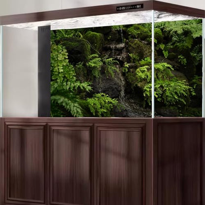Tropical Rainforest Aquarium Background Tranquil Stream Mossy Rocks Fish Tank Background Serene Jungle Plants Green Leaves Terrarium Backgrounds Tropical Woodland Reptile Tank Backgrounds 24x16in - color: Light Green, size: 24(W)x16(H)in