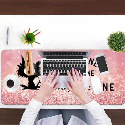Desk Mat Pad,Large XXL Extended Mouse Pad Mat for Desktop Keyboard | 35''×15.6'' XXL Extended Gaming Mouse Pad with Non-slip Base Desk Matt Mousepad for Computer,Office,Keyboard and Laptop - color: A9-Pink Cat