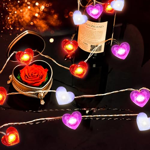 Heart String Lights 10FT 30 LED Romantic Valentine's Day Fairy Light for Decorating Celebrations Gift Giving - style: heart