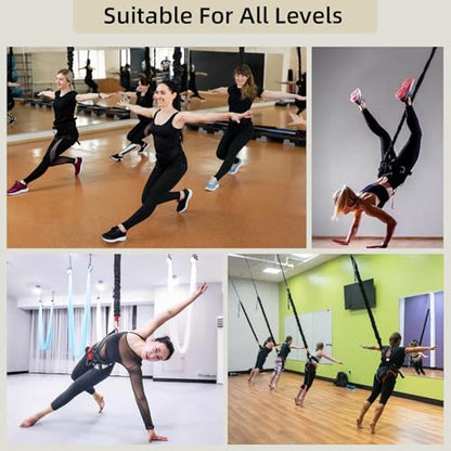 Bungee Fitness Set,CE Certified 6 Sizes(88-220 lbs)Bungee Cord Kit | 3.3ft/1M Elastic Bungee Rope w/1377 lbs MBL+Adjustable Harness+Rigging Hardware,Anti-Gravity Workout Kit for 88-220 lbs Uers - size: S 110-132 lbs