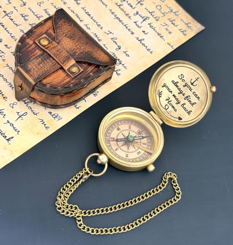 Brass Compass - So You can Always find Your Way Back Home - Engraved Compass - Personalized Compass - Anniversary Mens Gift - Graduation Gift - Gift for Boys/Mens