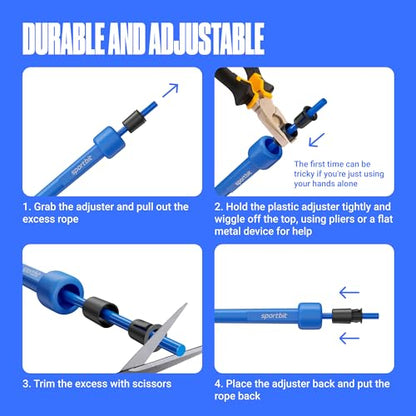 SPORTBIT Adjustable Jump Rope for Fitness and Exercise | Fitness and Exercise, Cardio, Boxing, and Weight Loss, Speed Rope, Men & Women - color: Blue