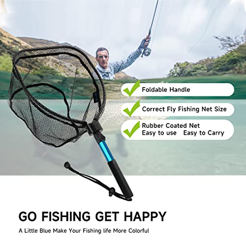 SANLIKE Collapsible Telescopic Fishing Net Rubber Coated Fresh/Salt Water | Rubber Coated Net, Aluminum Pole, Non-Slip Rubber Handle, One-click Storage, Belt Clip, Various Sizes - color: Black, size: XX-Small