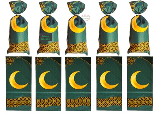 100 Pieces Favor Eid Mubarak Party Decoration Happy Eid al-Fitr Party Set for Home Event Indoor Outdoor Ramadan Gift Islamic Gifts 123 (100 Bags) - color: 100 Bags