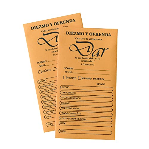 Spanish Coin Envelope, Tithe and Offering Envelopes for Church | Ofrenda Y Diezmo | 3.5" x 6.5" (500)