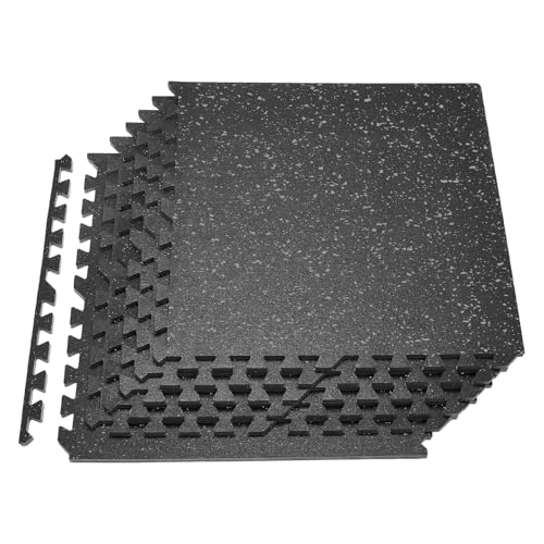 VEVOR 0.56Inch 24sq.ft 6 Tiles Gym Flooring for Home Gym, Rubber Top with High Density EVA Foam, 24 x 24In Gym Floor Exercise Equipment Mats, Interlocking Gym Mats, Puzzle Workout Mats, Black & Gray | Rubber Top with High Density EVA Foam, Lightweight Gym