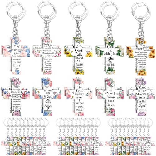 Remuuly Christian Mini Bible Verse Keychain Gifts Bulk - color: Cross