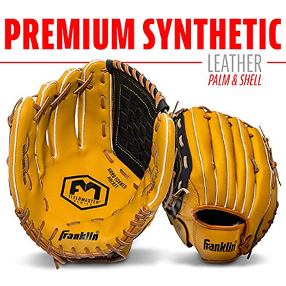 Franklin Sports Field Master Baseball + Softball Glove - Field Master Adult + Youth Baseball + Softball Mitt - Men's + Women's Gloves - color: Tan, style: 12.5" - Basket Web