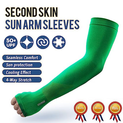 GOUNOD Gardening Sleeves to Cover Arms for Women with Thumb Holes-Sun Protection SPF Cooling Driving UV Blocking - color: 4 Pairs:orange,green,pink,purple