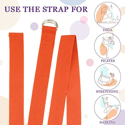 Leyndo Yoga Strap Stretching Pilates Exercise Adjustable Straps 6 ft Non Elastic Yoga Belt with Adjustable D Ring Buckle for Pilates Gym Workouts Fitness - color: Bright