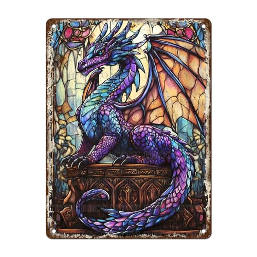 Dragon Decor Dragon Wall Art Gothic Fantasy Tin Sign 12x16 Inch - color: Dragon7, size: 30X40cm(12*16in)