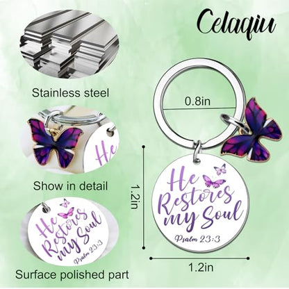 Christian Gifts for Women Her Religious Keychain Purple Gifts | Christian Baptism Gifts for Woman Religious Easter Gift for Her Bible Verse Keychain for Friends Sister