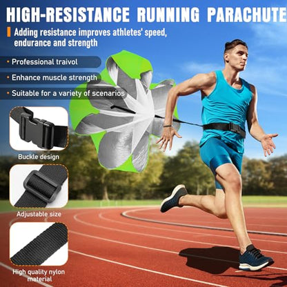 MUROZA Agility Ladder, Agility Speed Training Equipment Set, 20ft Speed Ladder, 12 Soccer Cones, 4 Hurdles, Jump Rope, Running Parachute, Soccer Football Basketball Training Equipment Accessories - color: Green
