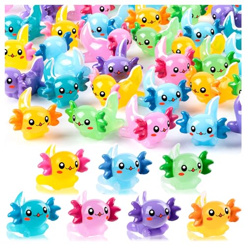 70Pcs Mini Resin Axolotl, Miniature Animal Figurine | Garden Landscape Aquarium Dollhouse Ornament Potted Plants Decor for DIY Craft Garden Fairy Decoration Birthday Party Favor