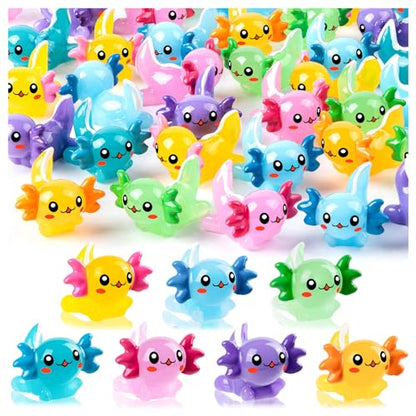 70Pcs Mini Resin Axolotl, Miniature Animal Figurine | Garden Landscape Aquarium Dollhouse Ornament Potted Plants Decor for DIY Craft Garden Fairy Decoration Birthday Party Favor