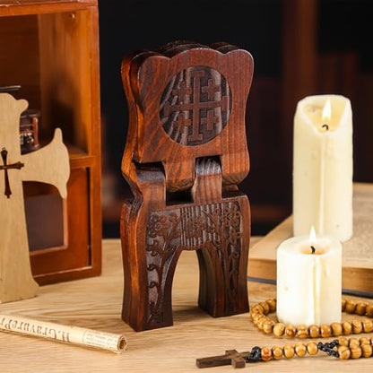 Cinnvoice Collapsable Pinewood Prayer Bible Book Stand Wooden Book Holder Quran Holy Bible Display Support Reading Books Holder Folding Religious Prayer Stand for Church Chapel Supplies Gift