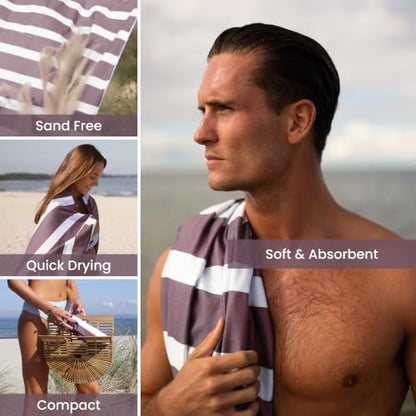 SummerSand Microfiber Beach Towel - Quick Dry, Sand Free - Compact and Lightweight for Travel - Recycled Materials - Travel Bag Included - Large Microfiber Towel (63x31.5in – Grape Purple) - color: Grape Purple