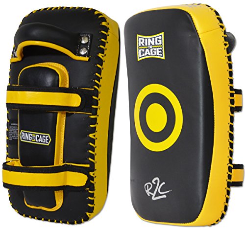 Elite Curved Leather Muay Thai Pad 2.0 - color: Yellow/Black