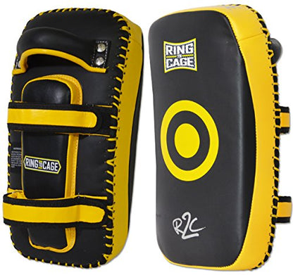 Elite Curved Leather Muay Thai Pad 2.0 - color: Yellow/Black