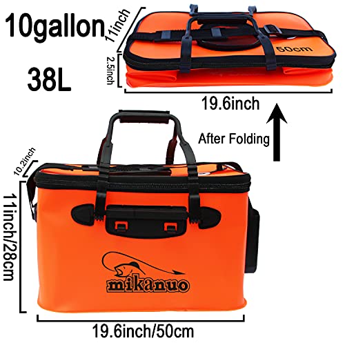 Foldable Fishing Bucket - Multi-Functional EVA Bag for Outdoor, Live Fish Lures and Protection, 10GAL/8GAL/6GAL/4.8GAL/3GAL Live Fish Container - color: 10gal/Orange