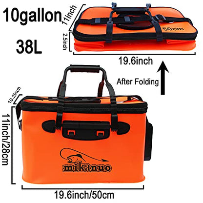 Foldable Fishing Bucket - Multi-Functional EVA Bag for Outdoor, Live Fish Lures and Protection, 10GAL/8GAL/6GAL/4.8GAL/3GAL Live Fish Container - color: 10gal/Orange