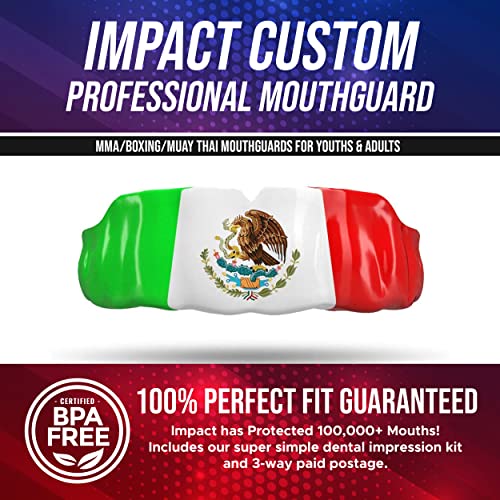 Impact Mouthguard Boxing, MMA, Muay Thai Sports Mouthguards for Youth Adults, Professional Custom-Fit, Mexican Flag - color: Mexican