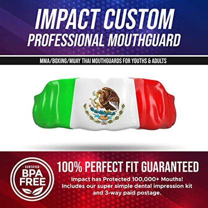 Impact Mouthguard Boxing, MMA, Muay Thai Sports Mouthguards for Youth Adults, Professional Custom-Fit, Mexican Flag - color: Mexican