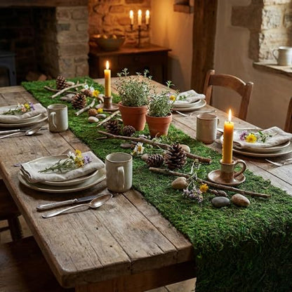 Fake Moss Table Runner 71" x12" - Realistic Green Moss Sheet for Crafts, Garden Party Decorations, Woodland Theme, Forest Decor 30x180CM
