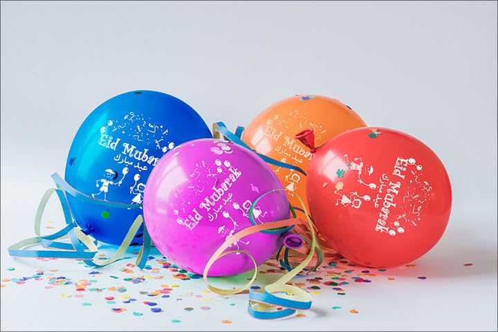 Eid Mubarak Latex Balloons (Assorted Metallic Colors, Pack of 20) (20)