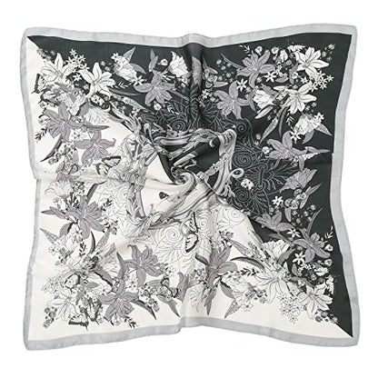 RIIQIICHY Women Head Hair Scarf Like Satin Silk Scarf Sleeping Hair Wrapping Night 27.5" - color: Black/White/Light Grey/Dark Grey