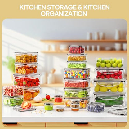 HOMETALL 50 Piece Food Storage Containers with Lids Airtight | 100% Leakproof Plastic Meal-Prep Containers Reusable(25 Containers & 25 Lids),Microwave and Dishwasher Safe - color: Pack of 25