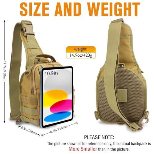 Small Fishing Backpack, Waterproof Fly Fishing Sling Pack Tackle Bag with Tackle Boxes - color: B-Khaki(Size:17.7*8.5*5.7in)