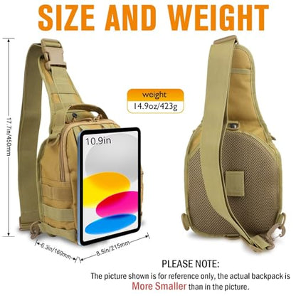Small Fishing Backpack, Waterproof Fly Fishing Sling Pack Tackle Bag with Tackle Boxes - color: B-Khaki(Size:17.7*8.5*5.7in)