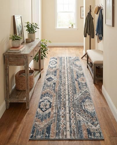 Rugs.com Oregon Collection Rug – 8 Ft Runner Navy Blue Low-Pile Rug Perfect for Hallways, Entryways - color: Navy Blue 1, size: 2'2" x 8' (Runner)