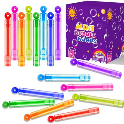 Bulk Neon Mini Bubbles Party Favors for Kids 100 Pack, Small Non Candy Treat Goodie Bag Stuffer Toys Gifts Bulk for Toddler, End of Year School Classroom Carnival Prize for Fourth of July Parade Throw