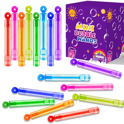 Bulk Neon Mini Bubbles Party Favors for Kids 100 Pack, Small Non Candy Treat Goodie Bag Stuffer Toys Gifts Bulk for Toddler, End of Year School Classroom Carnival Prize for Fourth of July Parade Throw