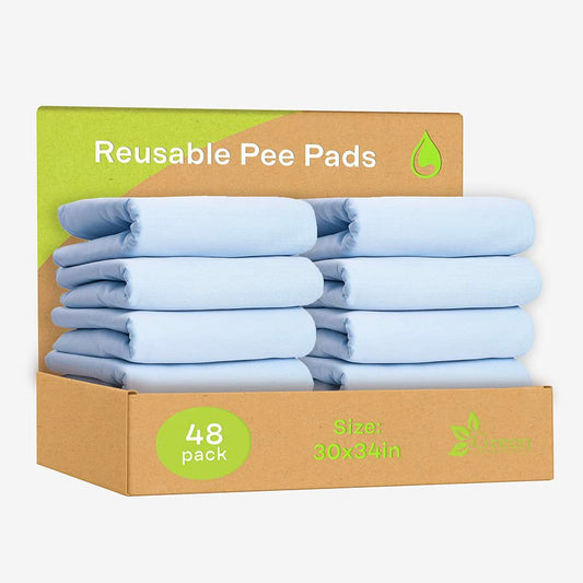 Washable Underpads for use as Incontinence Bed Pads, Reusable pet Pads, Great for Dogs, Cats, Bunny & Seniors (48 Pack - 30x34) Blue - color: Blue/White, size: 48 Pack - 30x34