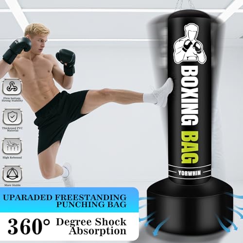 Heavy Freestanding Punching Bag for Adults, 70'' Standing Punching Bag Heavy Bag with Boxing Gloves, Women Men Boxing Training Equipment Kickboxing Bags for Beginners Training MMA Fitness Home Gym