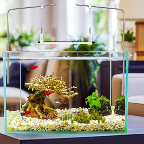 Kisangel 2pcs Aquarium Light Riser, Adjustable Height Aquarium Light Holder Stand Hanging Kit, Aluminum Alloy Support Bracket for Fish Tank Lamp