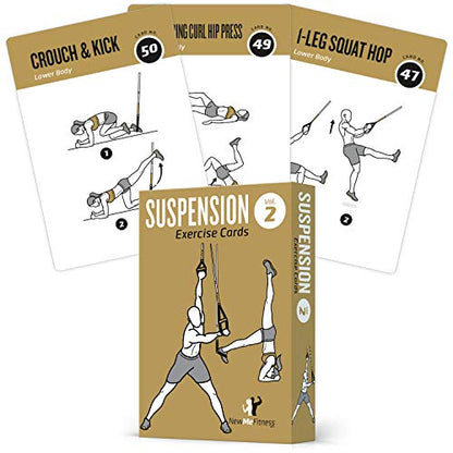 NewMe Fitness Suspension Workout Cards, Instructional Fitness Deck for Women & Men, Beginner Fitness Guide to Training Exercises at Home or Gym (Suspension, Vol 2) - style: Suspension Vol2