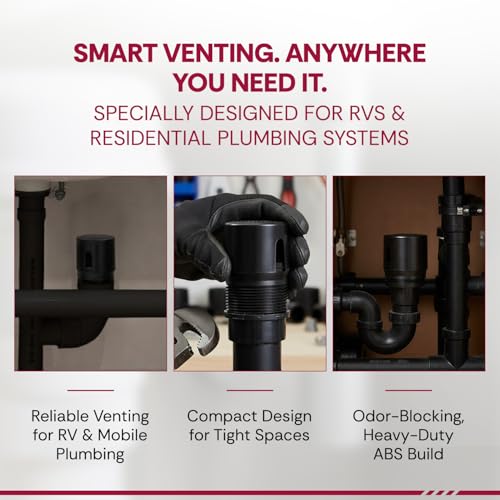 The 1-1/2" Male Threaded ProVent Venting Solution Air Admittance Valve AAV, RV's and Housing Applications Odor Prevention Valve for Plumbing and Drainage Systems (Black) - color: Pack of 1 - Residential Housing