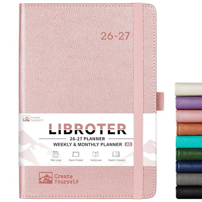 2026-2027 Planner - Academic Planner 2026-2027 Weekly Monthly Planner, July 2026 - June 2027, 5.7'' x 8.4'', Thick Paper, Leather Cover, Pen Holder, Back Pocket, Perfect Daily Organizer - Rose Gold - color: Rose Gold