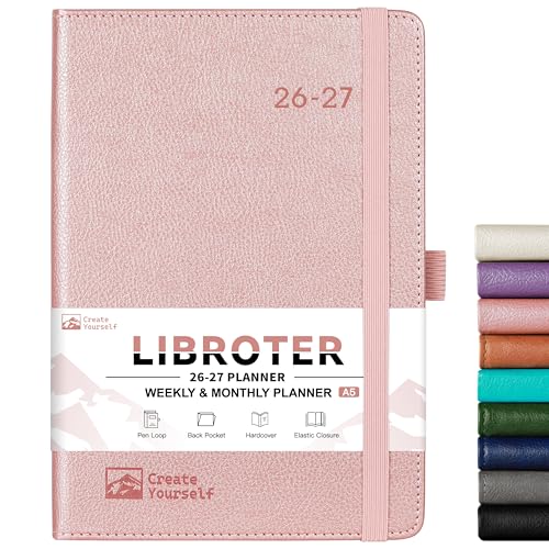 2026-2027 Planner - Academic Planner 2026-2027 Weekly Monthly Planner, July 2026 - June 2027, 5.7'' x 8.4'', Thick Paper, Leather Cover, Pen Holder, Back Pocket, Perfect Daily Organizer - Rose Gold - color: Rose Gold