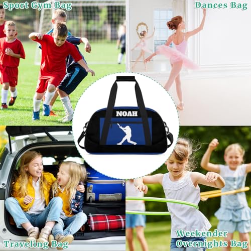 Personalized Sports Bag, Playing Baseball Silhouette Blue Black | Personalized Named Practice Travel Overnight Training Bag - color: Color 33