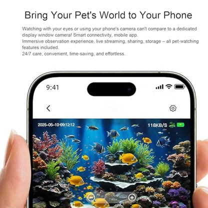 Fish Tank Camera 2K HD 140 Degree Wide Angle Aquarium Camera with Anti Lens AI Motion Detection Two Way Talk for Aquariums Reptile Terrariums Breeding Tanks
