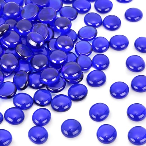 FUTUREPLUSX 1 LB Dark Blue Glass Beads, Flat Marbles for Vase Fillers | Decorative Glass Pebbles, Rocks Fish Tank Aquarium Decor, Table Scatter and DIY Crafts - color: Dark Blue-2