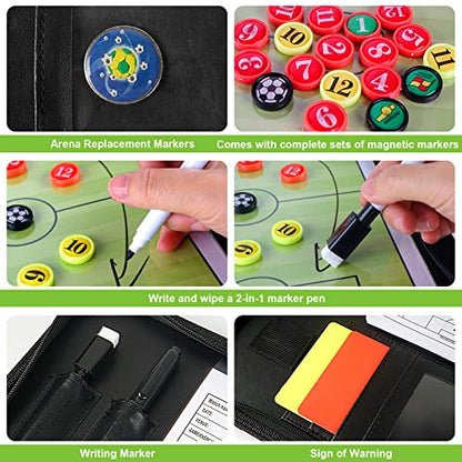 Pure Vie Portable Magnetic Soccer Coaching Board Football Tactics Clipboard | Soccer Strategy Whiteboard for Coaches Training and Matches, Dry Erase Board with Magnet, Pen Football Sport Coach Must Haves - color: 20.87'' X 12.20''